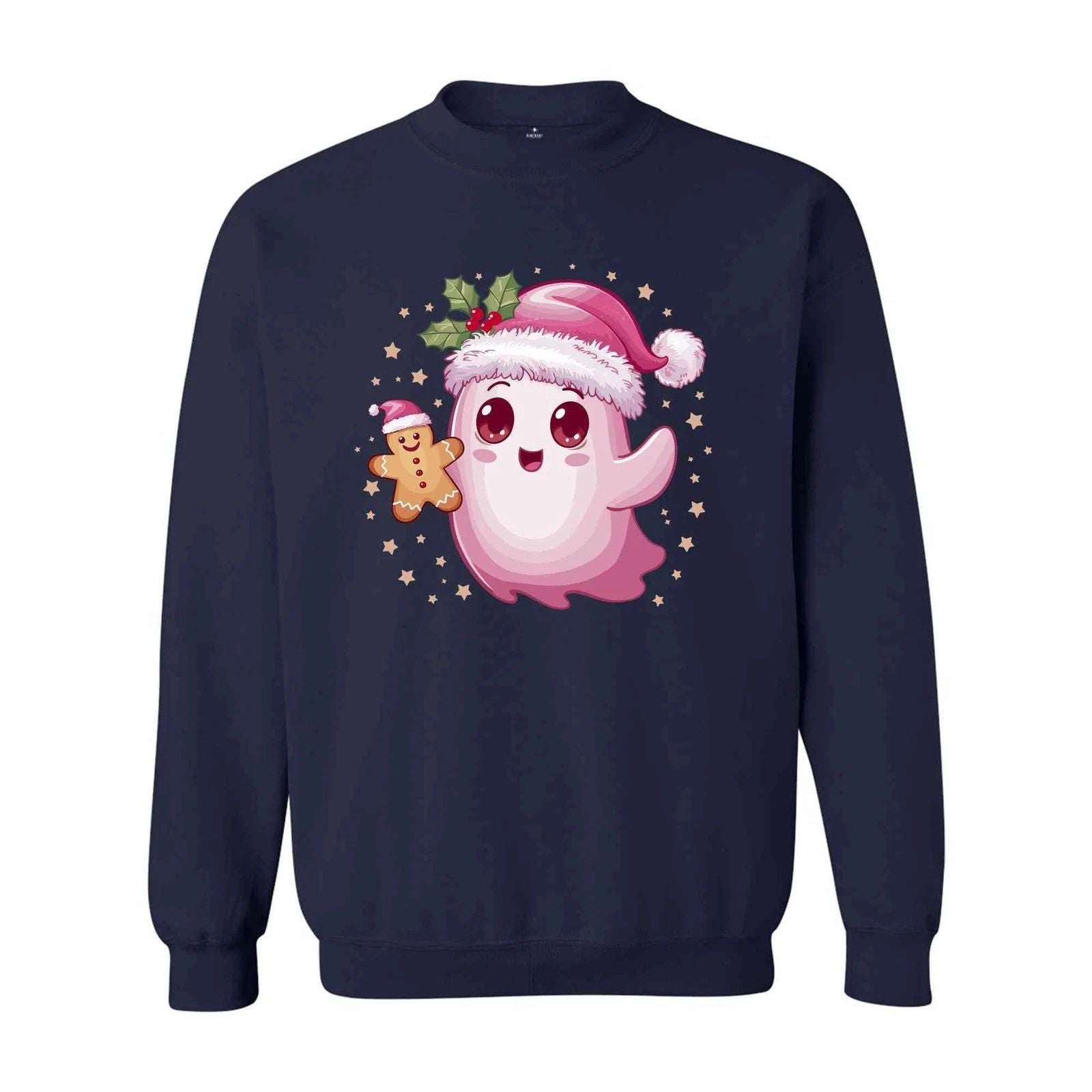Christmas Cute Cookie Ghost Sweatshirt, Christmas Ghost Sweatshirt, Gingerbread
