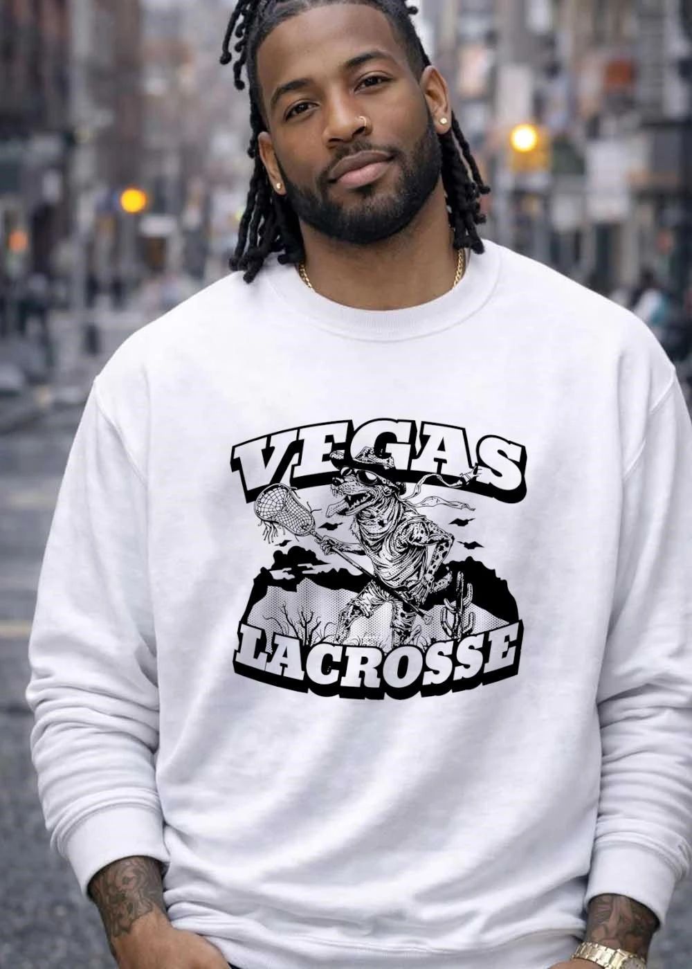 Vegas Lacrosse Shirt Dog Playing Lacrosse in Desert