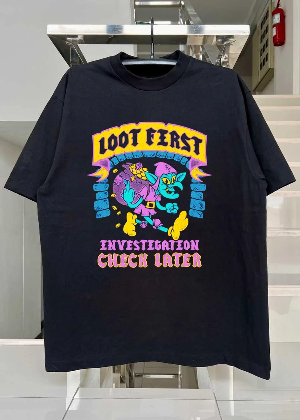 Loot First Investigation Check Later Goblin Thief Art T-Shirt