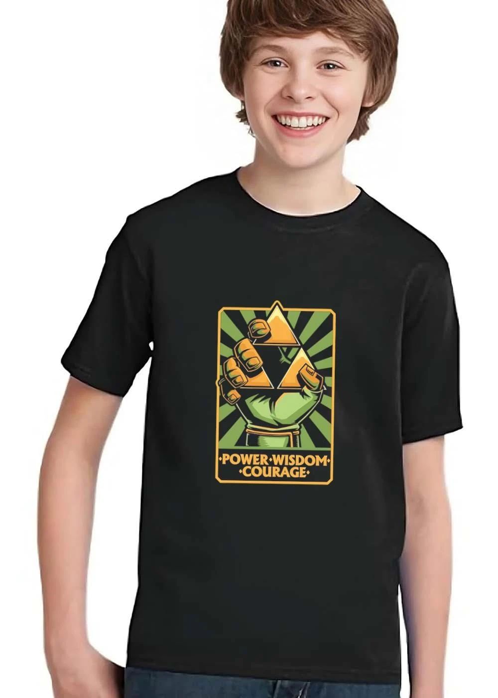 Power Wisdom Courage Green Hand Holding Golden Triforce Triangles Frame shirt
