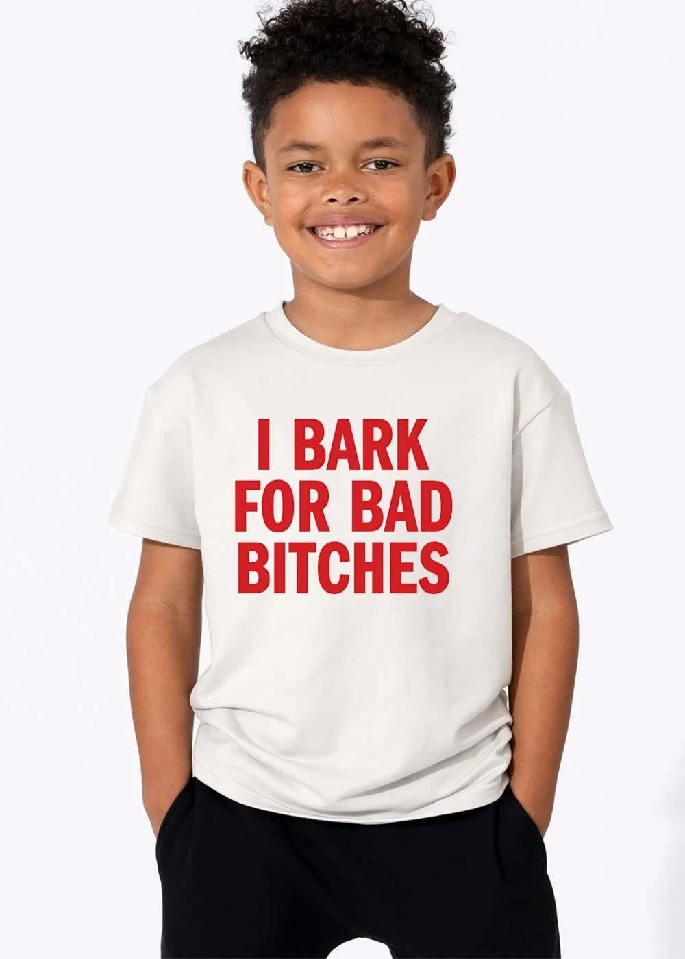 I Bark For Bad Bitches Red Bold Stacked Typography Lettering shirt