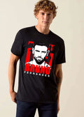 Bruno Fernandes Line Art Stencil Portrait Red Background shirt