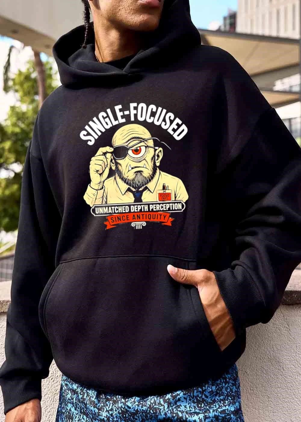 Single Focused Focus Dept Unmatched Depth Perception Since Antiquity Cartoon Cyclops Eyepatch shirt