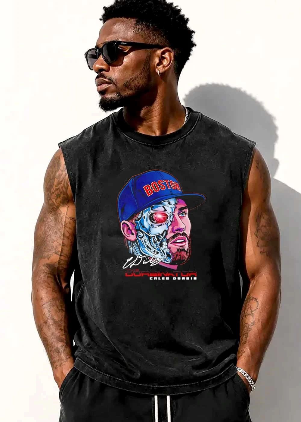 Boston The Durbinator Caleb Durbin Cyborg Caricature Half Robot Face shirt