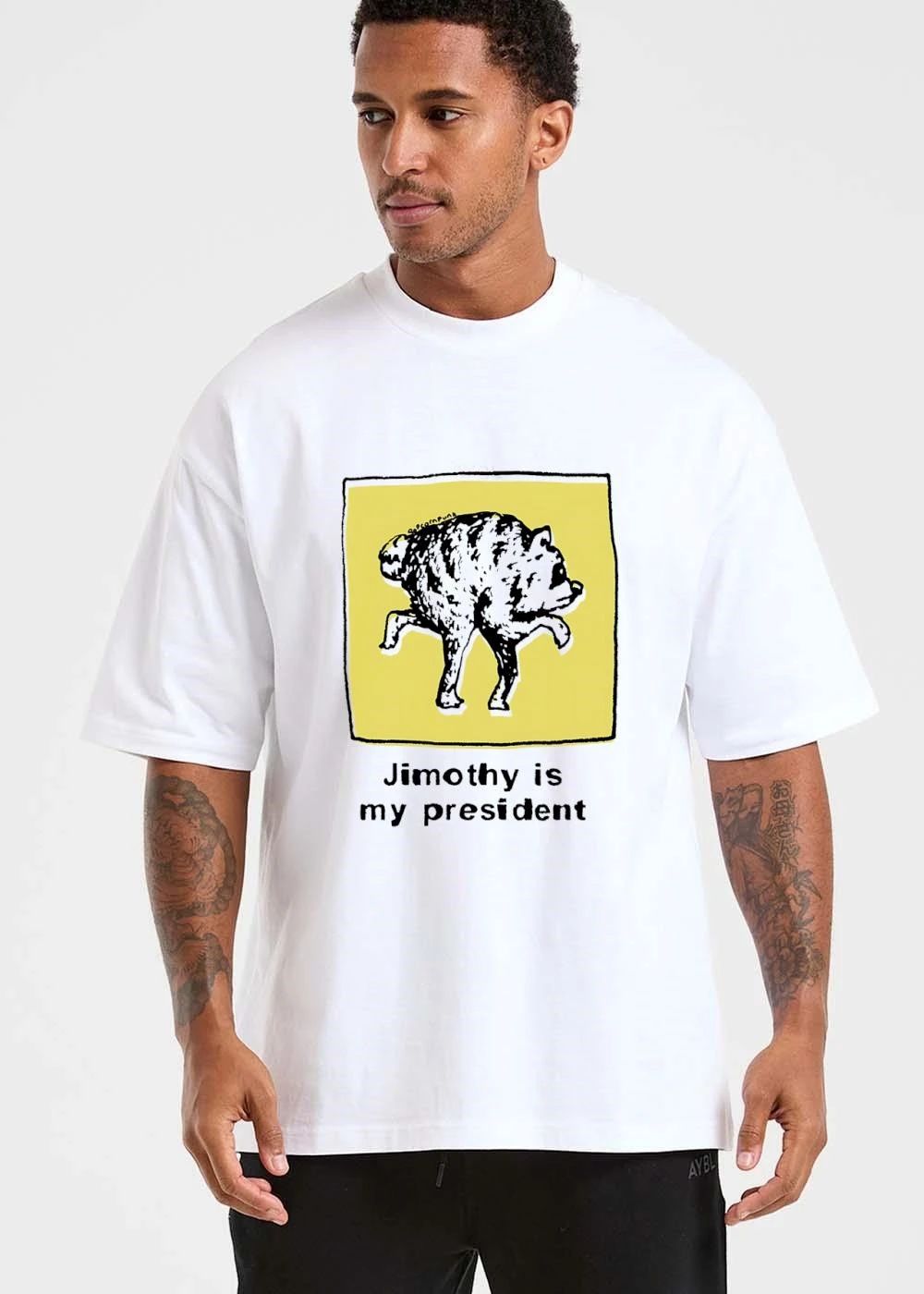 Jimothy Is My President Popcornpunk Cartoon Weird Raccoon Yellow Box Sketch shirt