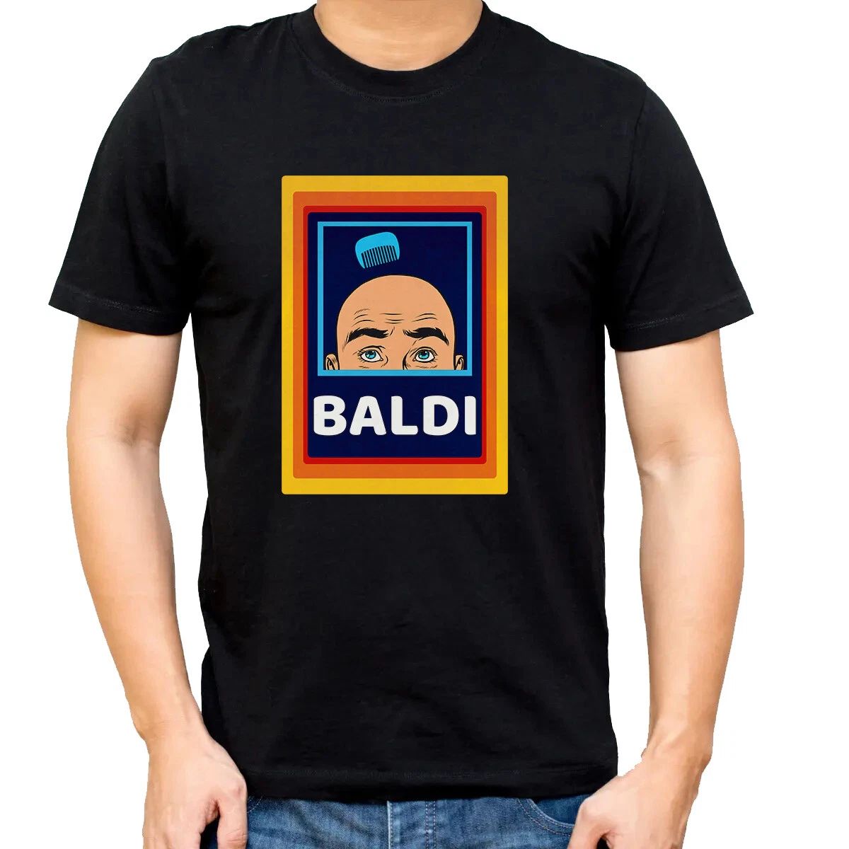 BALDI Funny T-shirt Bald Person Gift Dad Xmas Birthday Present Tee Top Black