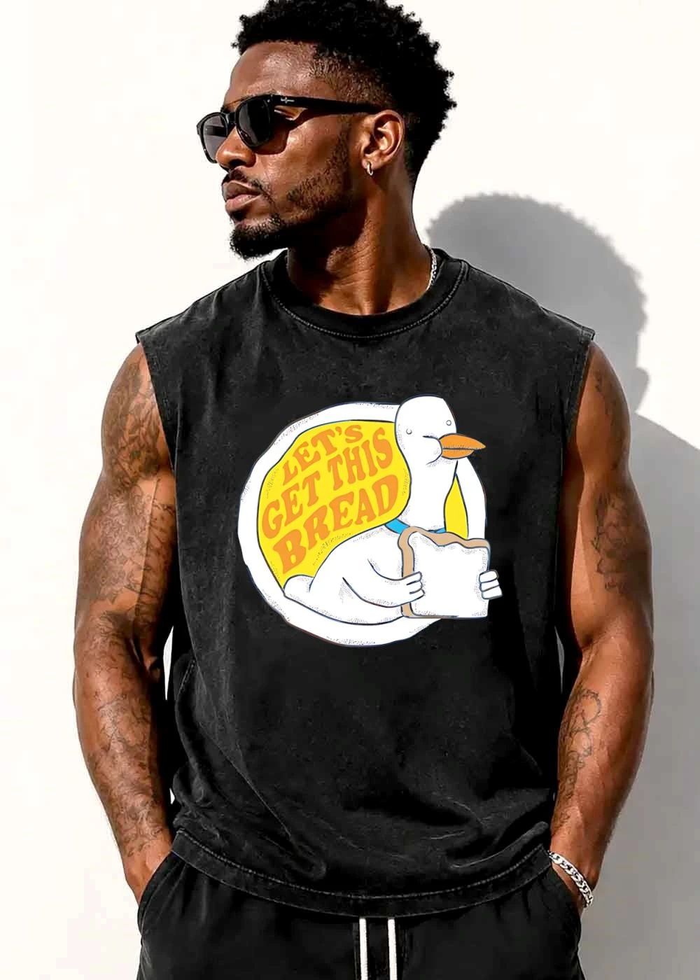 Lets Get This Bread Cartoon White Duck Holding Slice Toast shirt