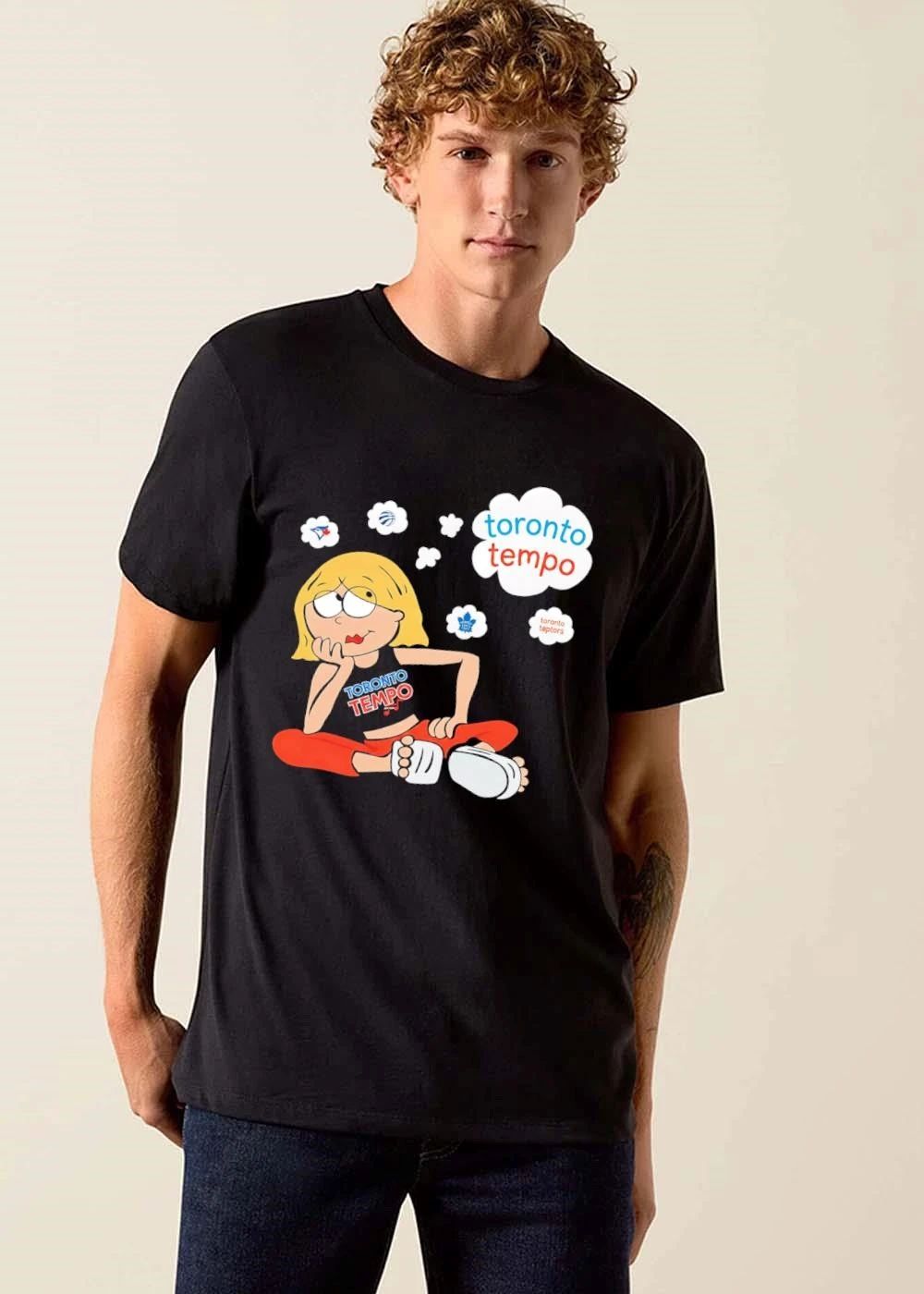 Funny Toronto Tempo Taptors Cartoon Blonde Girl Sitting Thought Bubbles Logos shirt