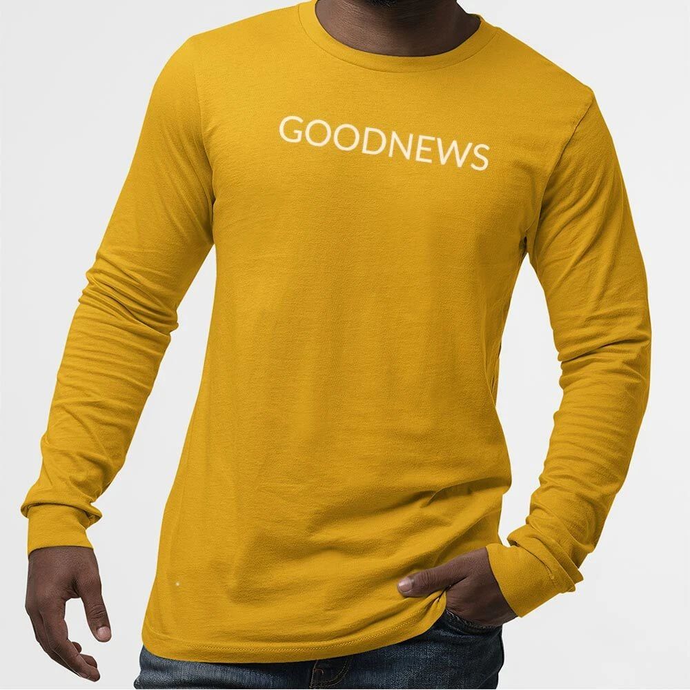 GOODNEWS UnisexTshirtLongSleeve-Simple Minimal Printed One Liner