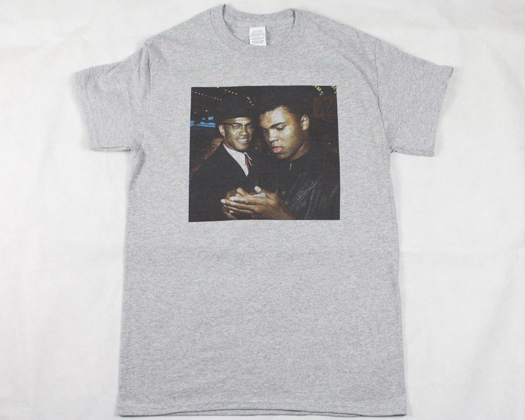 Malcolm X and Muhammad Ali Grey T-shirt Size Small-3XL