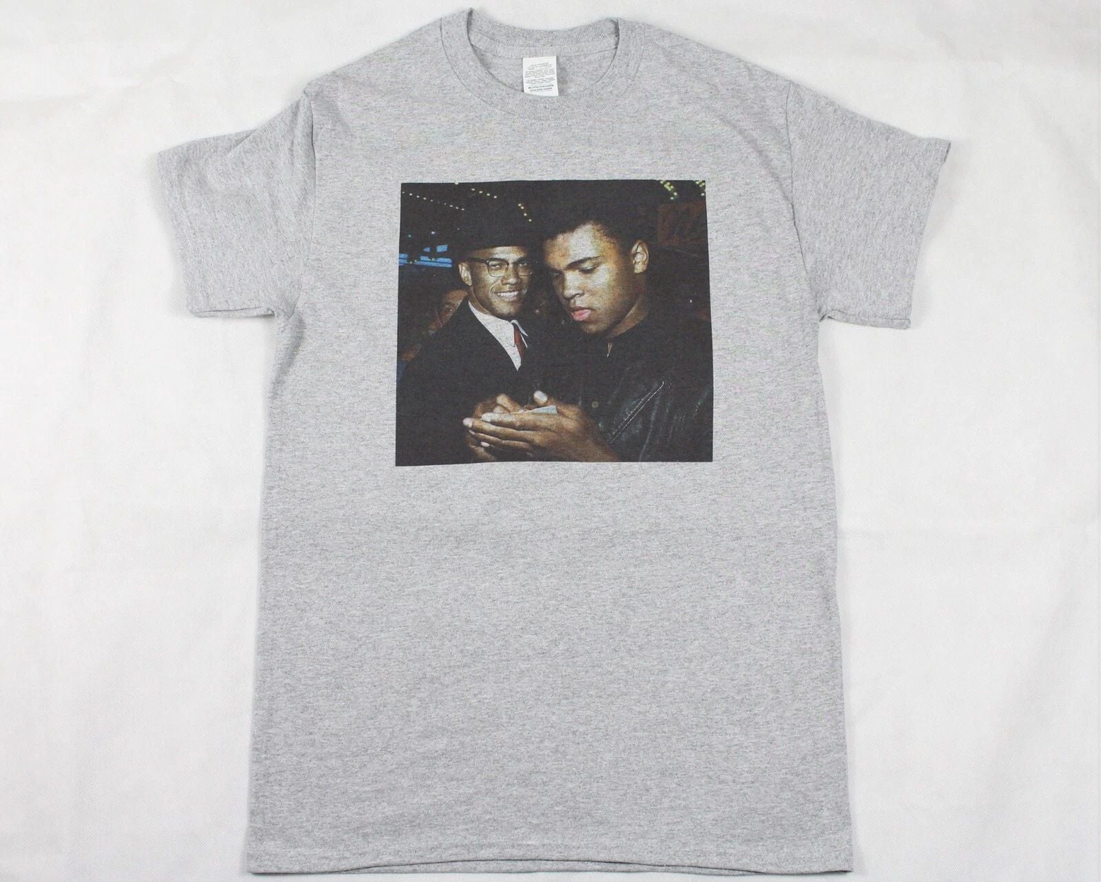 Malcolm X and Muhammad Ali Grey T-shirt Size Small-3XL