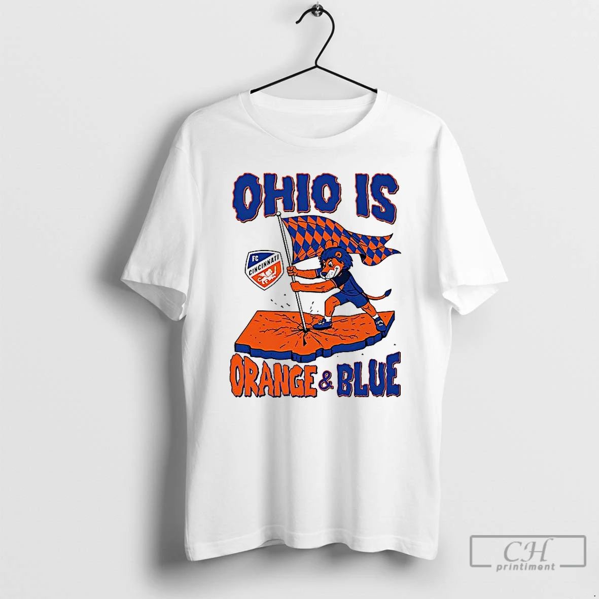 Premium Cincinnati Fc Ohio Is Orange And Blue Flag Mascot T Shirts
