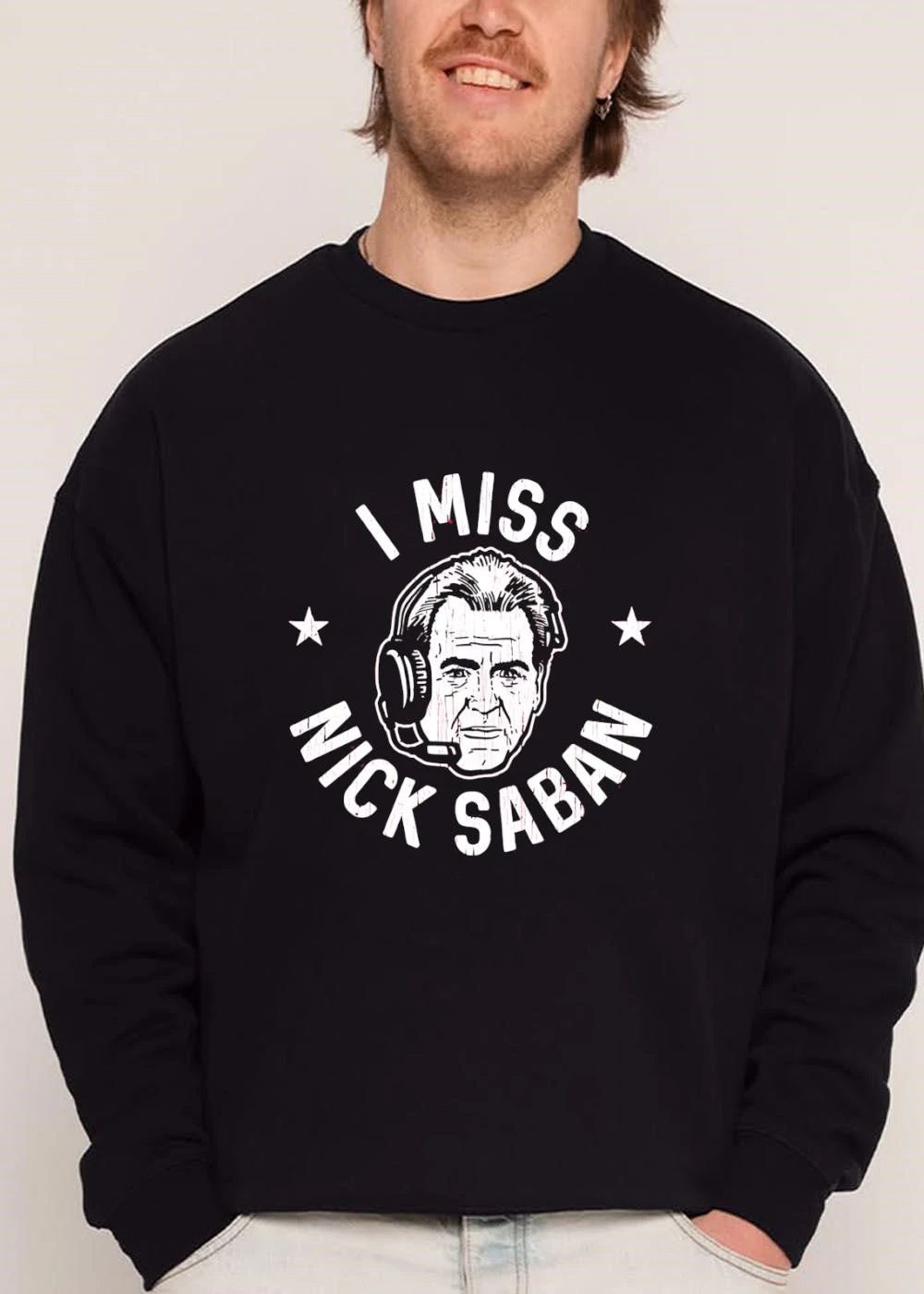 I Miss Nick Saban Coach Headset Portrait Stars Distressed shirt