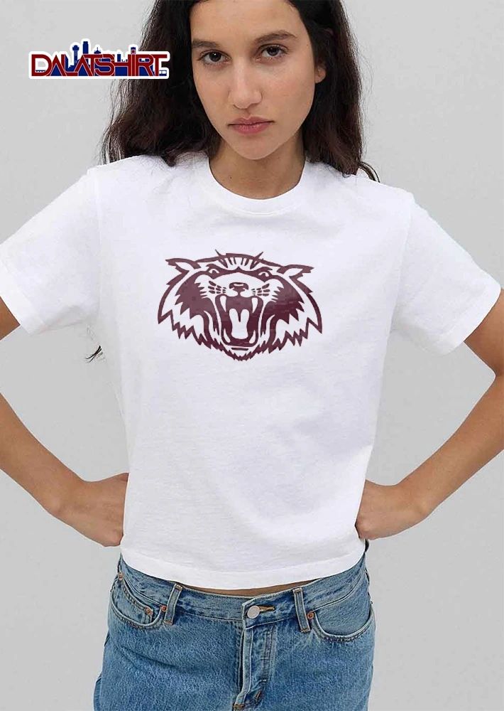 Fierce Maroon Roaring Wildcat Mascot Head Open Mouth Line Art shirt