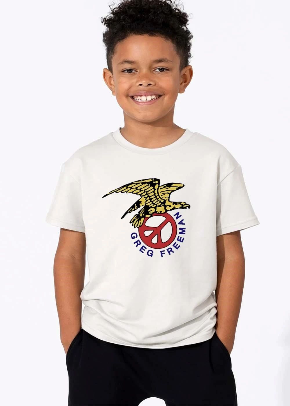 Greg Freeman Yellow Eagle Clutching Crimson Peace Symbol shirt