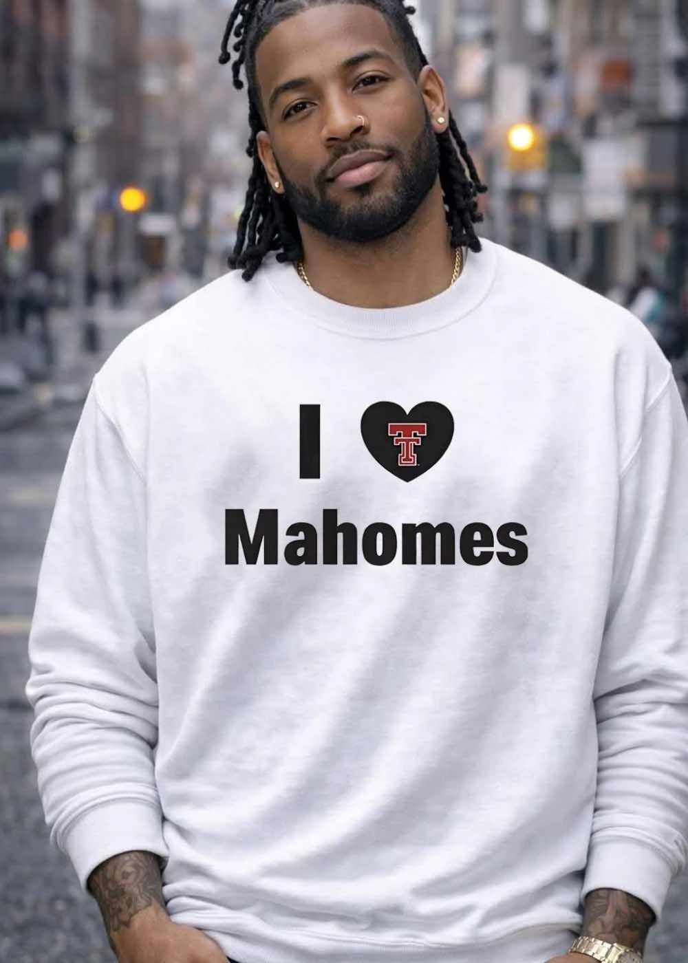Texas Tech Red Raiders NCAA I Love Mahomes Black Heart Double T Logo shirt