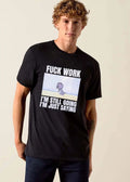 Fuck Work Im Still Going Just Saying Cartoon Angry Cat Walking shirt