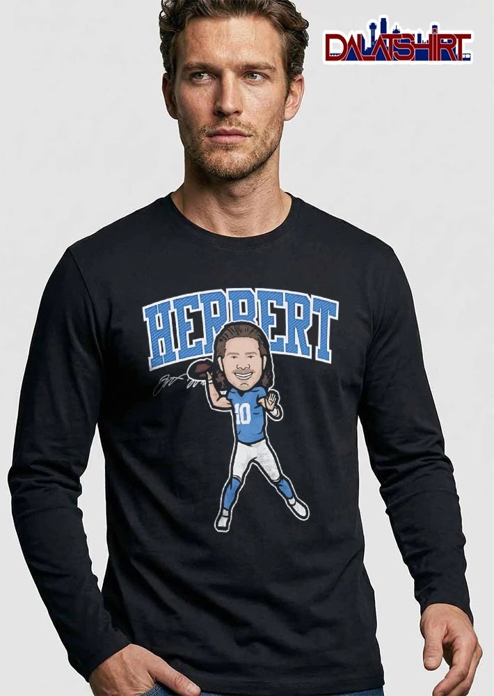 Herbert Signature Cartoon Caricature Player Throwing Football Number 10 shirt