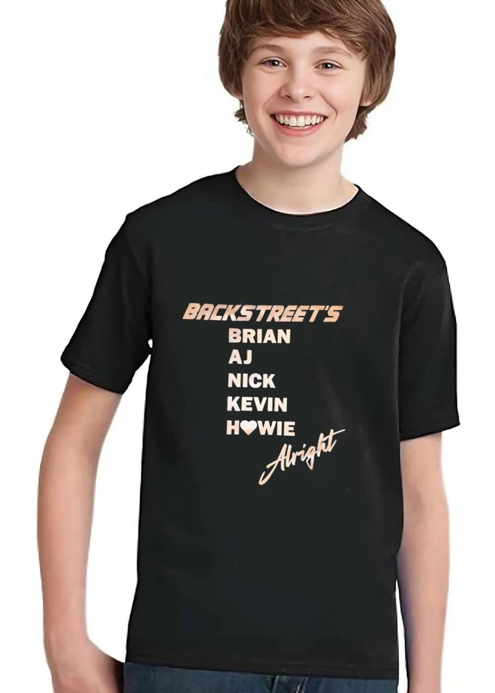 Backstreets Alright Brian Aj Roster Heart Symbol Gold Metallic Cursive shirt