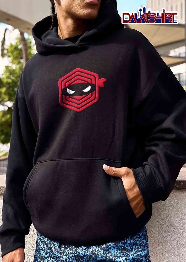 Geometric Red Hexagon Pattern Masked Ninja Face White Slanted Eyes shirt