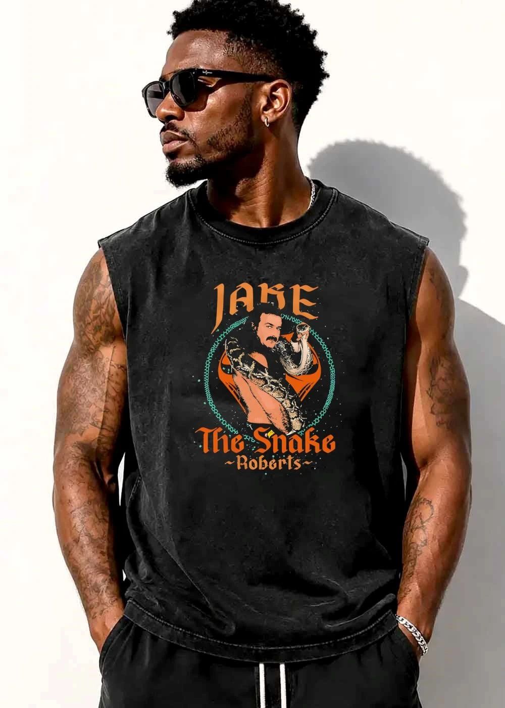 Jake The Snake Roberts Pro Wrestler Holding Python Halftone Frame shirt