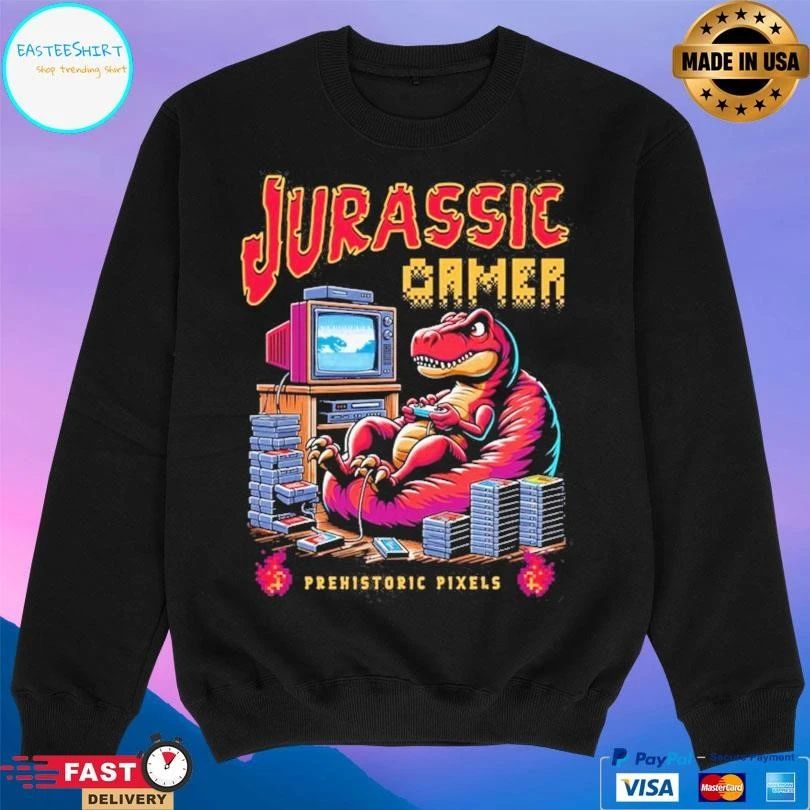 Jurassic Gamer Prehistoric Pixels Dinosaur T-shirts