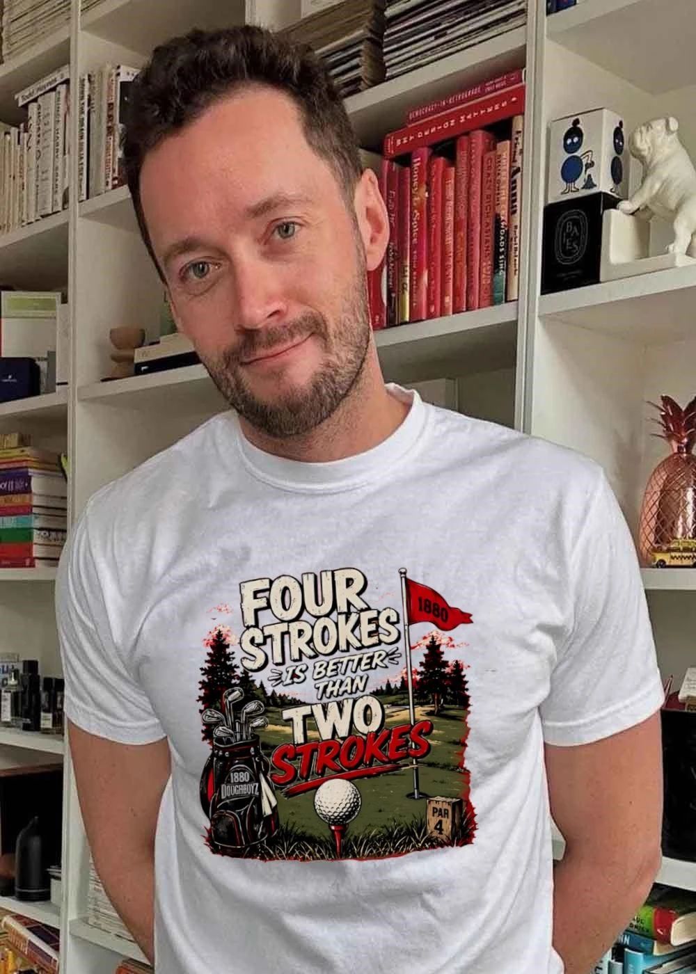 1880 Golf Golfing Four Strokes Is Better Than Two Strokes Doughboyz T-Shirt