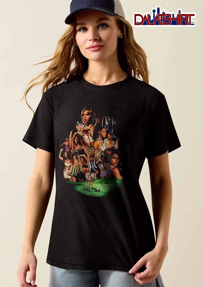 Bootleg Collage Singer Beyonce Multiple Outfits Music Video Looks Grass shirt