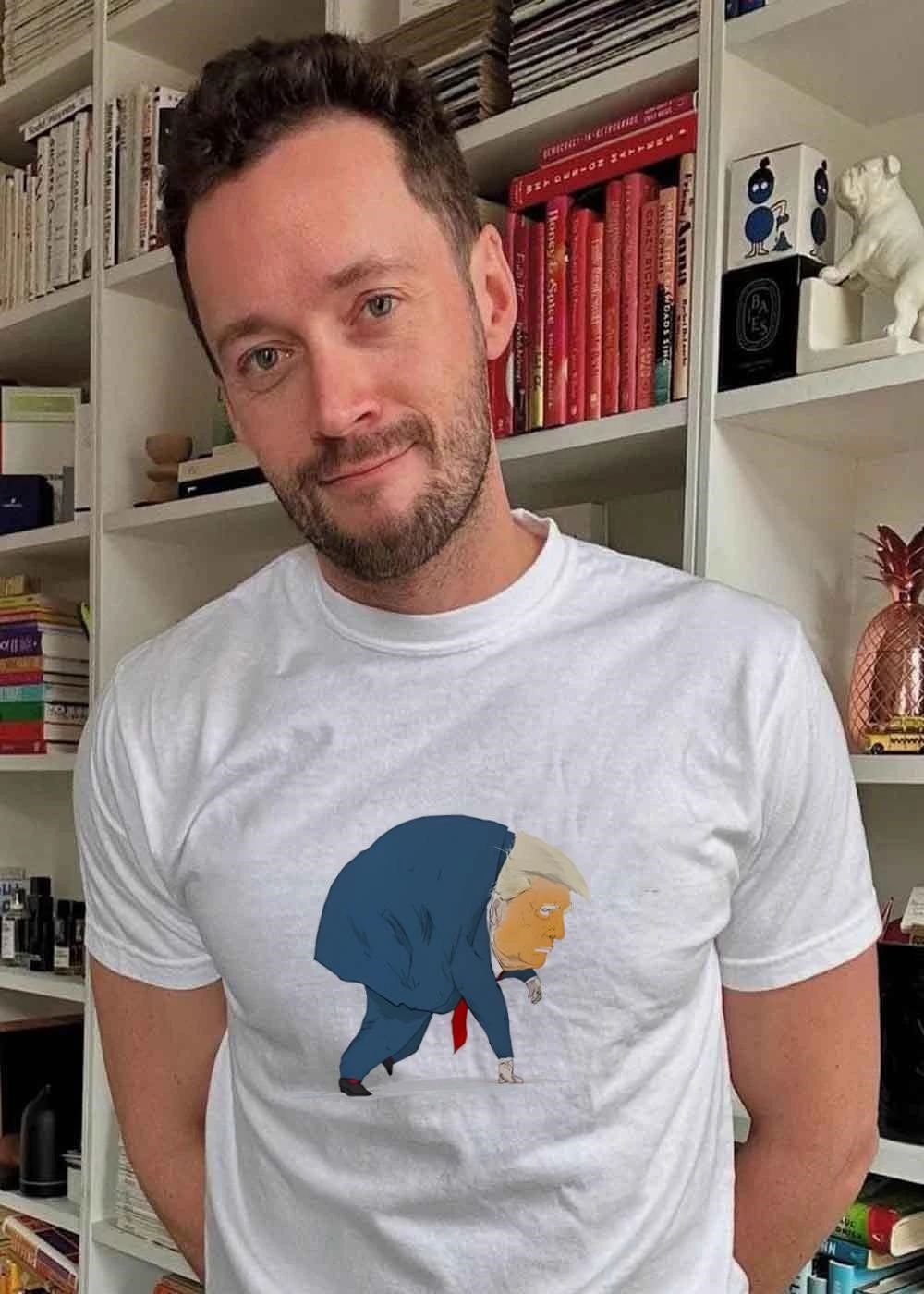 Cartoon Illustration Donald Trump Crouched Runner Political Satire T-Shirt