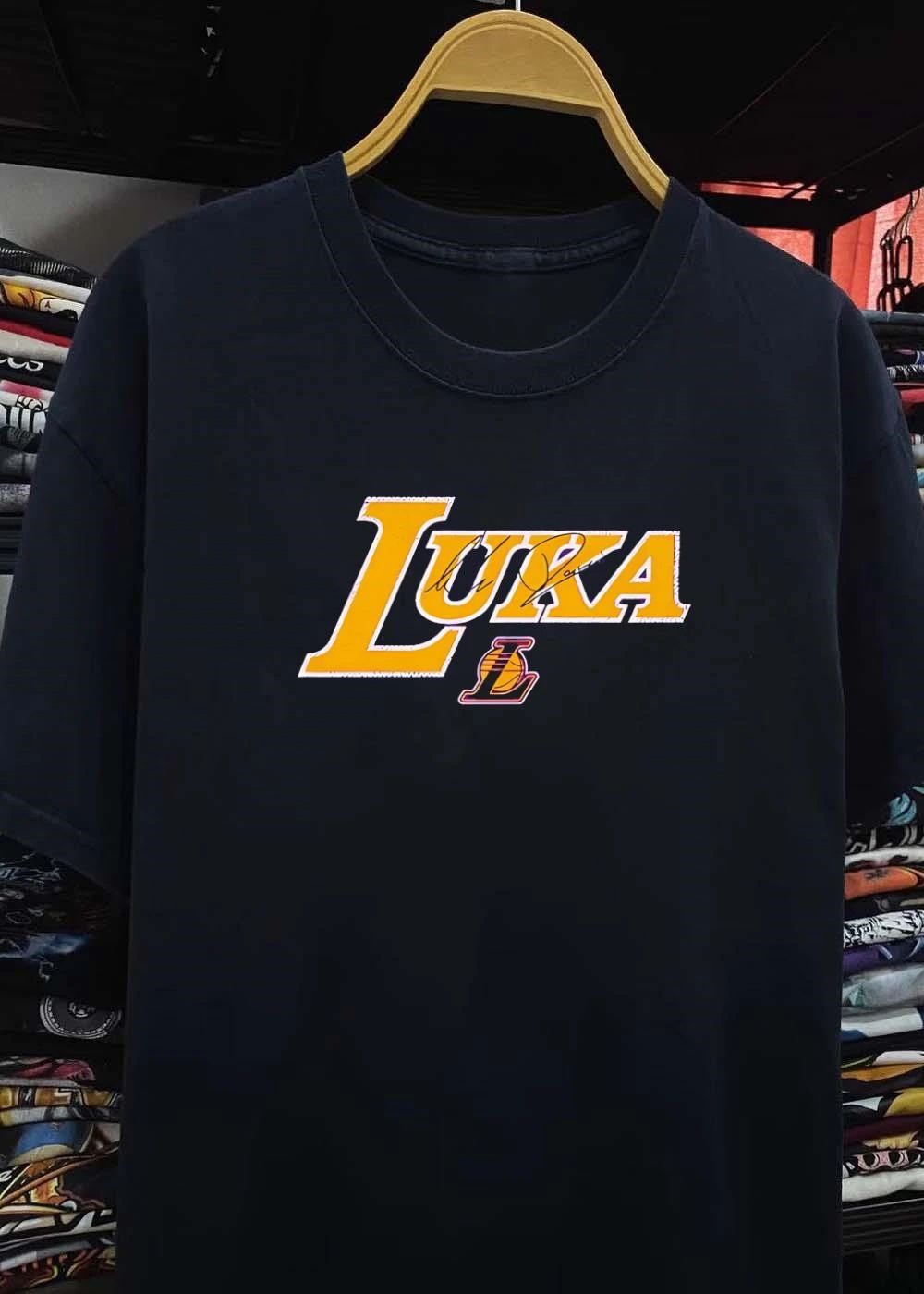Luka Doncic Autograph Signature on Los Angeles Lakers shirt