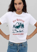 Otis Reservoir Tolland State Forest Massachusetts Mountains Tent Motorboat Waterskier Line Art shirt