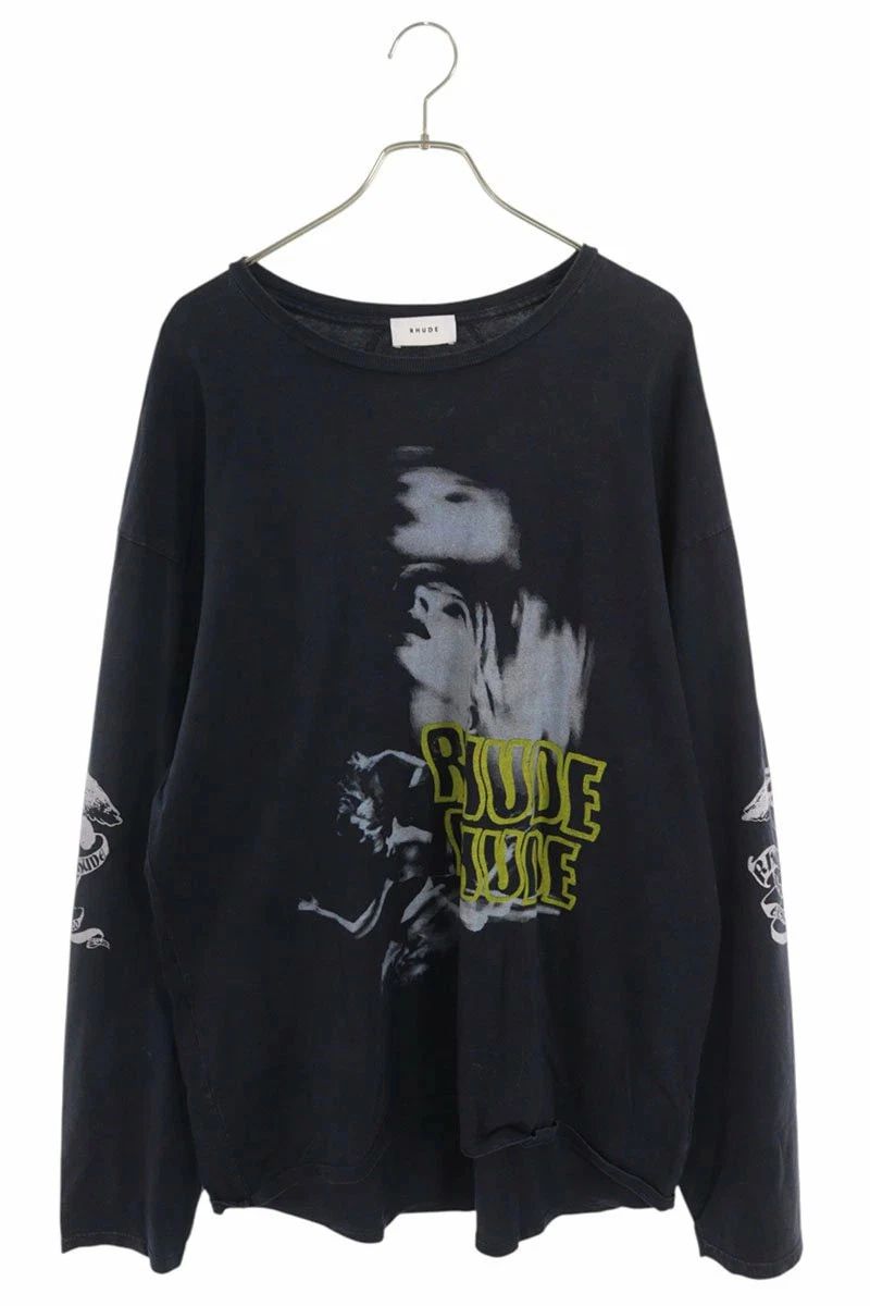 RHUDE L Long Sleeve Knit Top Black Cotton Size L