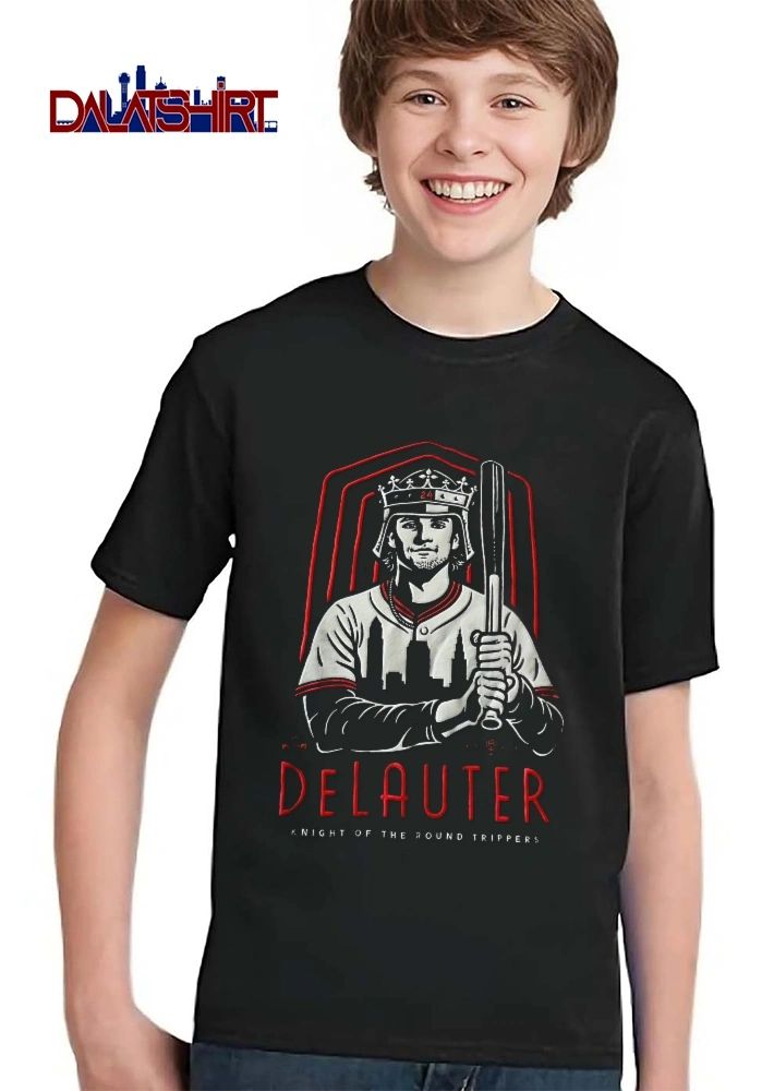 Knight Of The Round Trippers Delauter 24 Crowned Baseball Player Bat City Skyline shirt