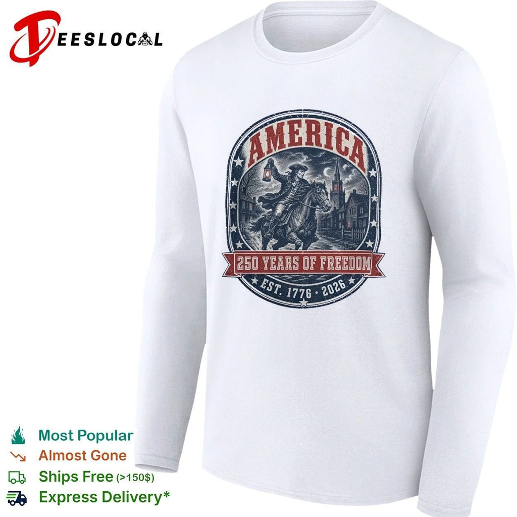 America Paul Revere Midnight Ride 250 Years of Freedom Est 1776 2026 T-shirt