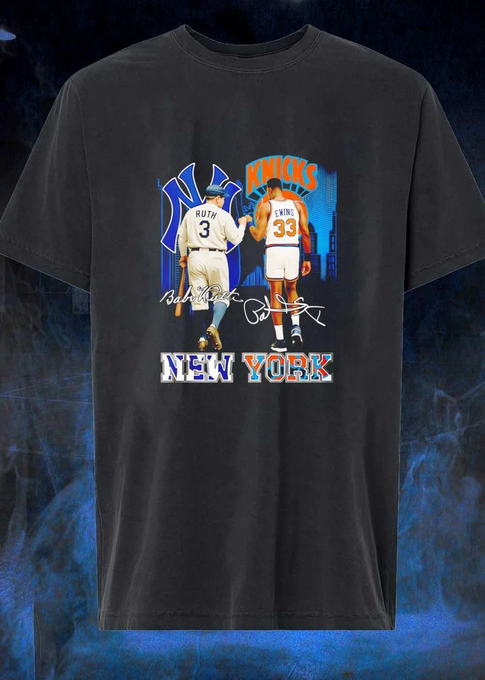 Babe Ruth and Patrick Ewing Fist Bump New York Yankees Knicks T-Shirt