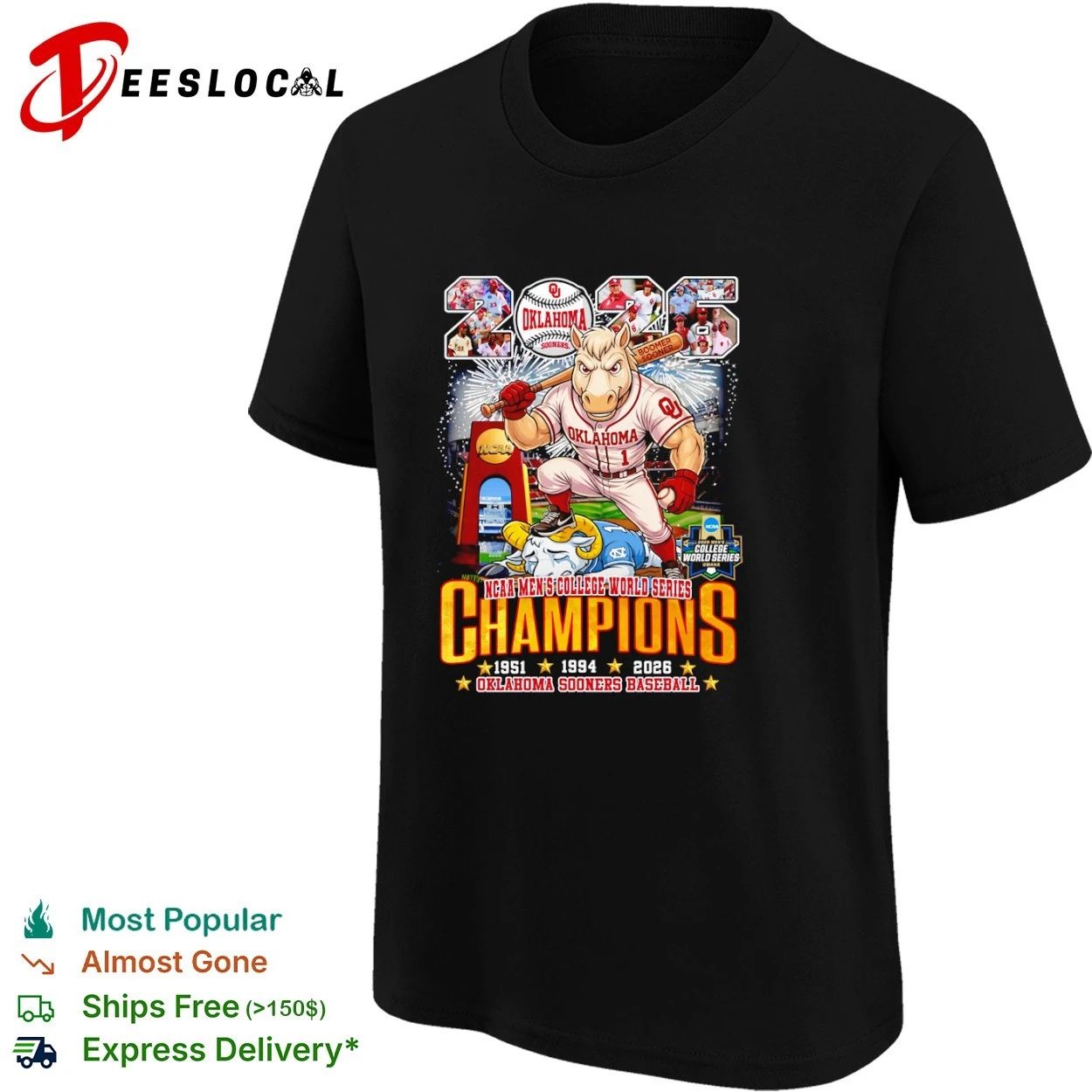 Oklahoma Sooners 2026 NCAA Men’s College World Series Champions T-shirt