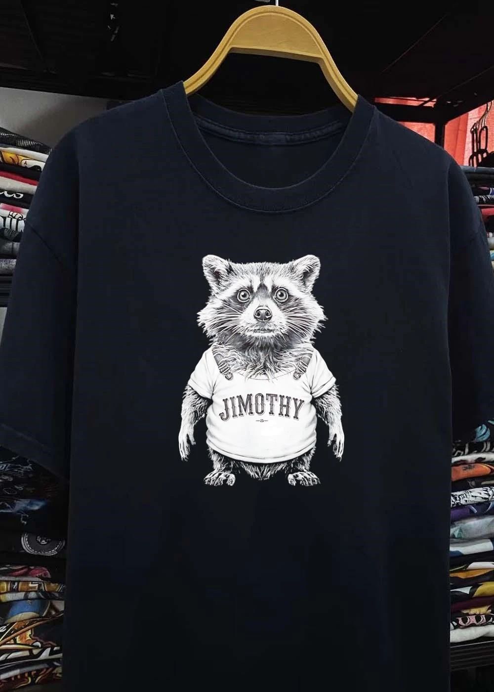 Raccoon Wearing Jimothy Overalls T-Shirt