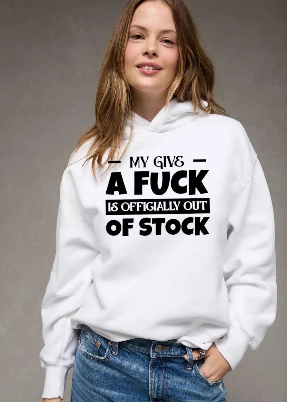 My Give A Fuck Is Officially Out Of Stock Bold Serif Block Text shirt
