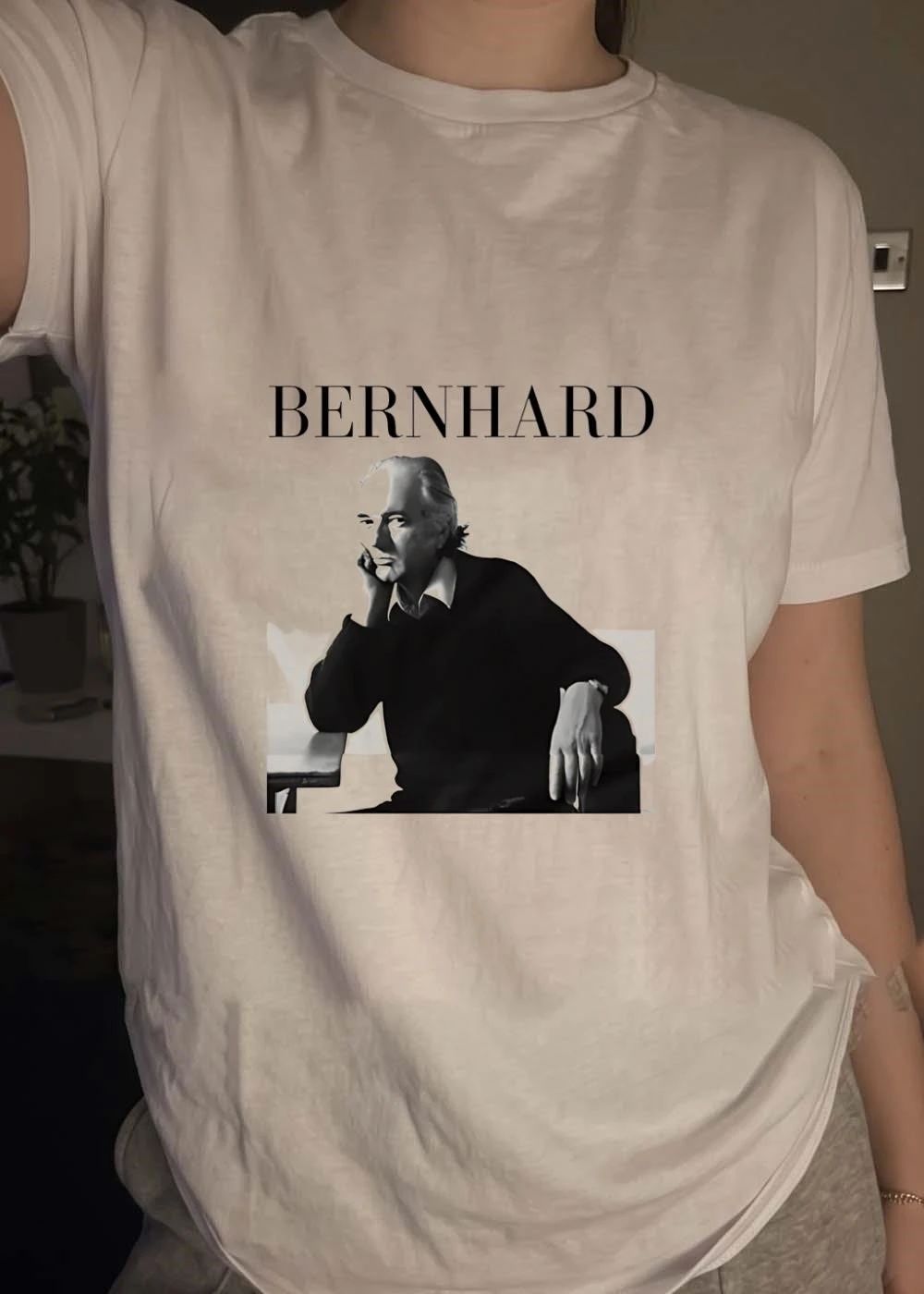 Thomas Bernhard Portrait Black and White Minimalist T-Shirt
