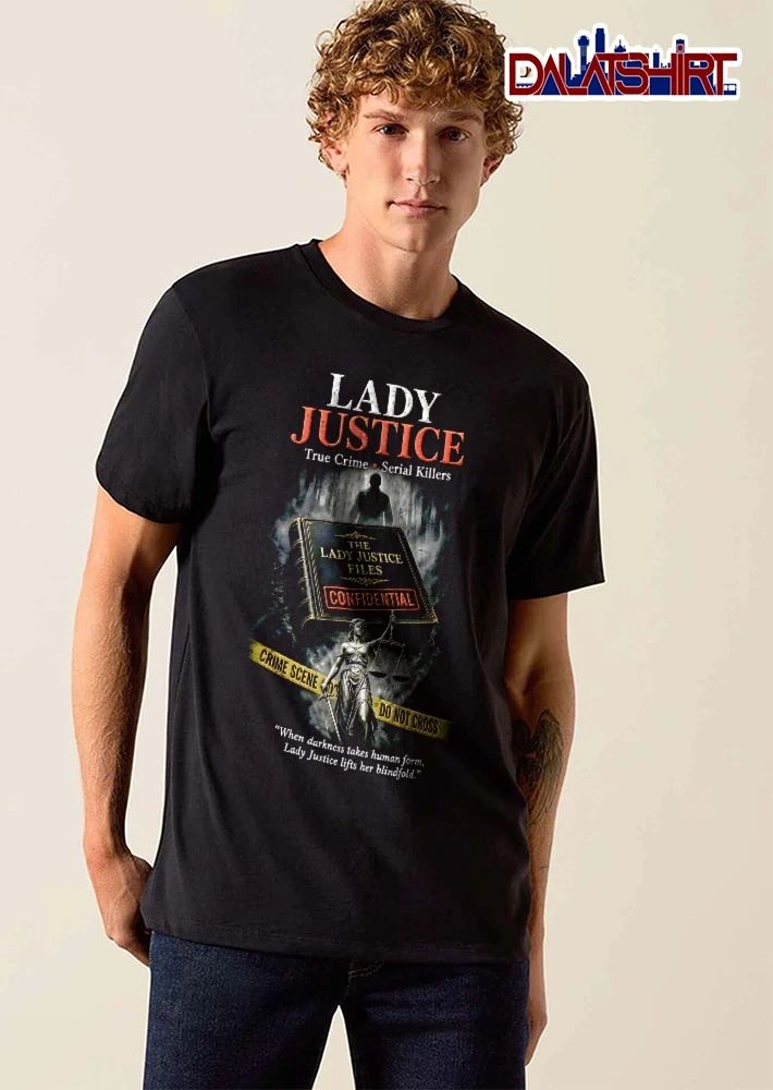 Lady Justice True Crime Serial Killers Confidential Scene Do Not Cross Book Silhouette Statue shirt