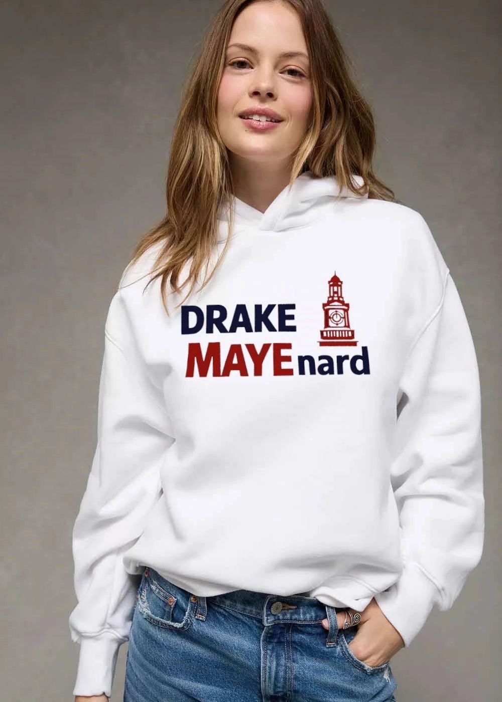 Drake Mayenard Red Bell Clock Tower Line Art Graphic Illustration shirt