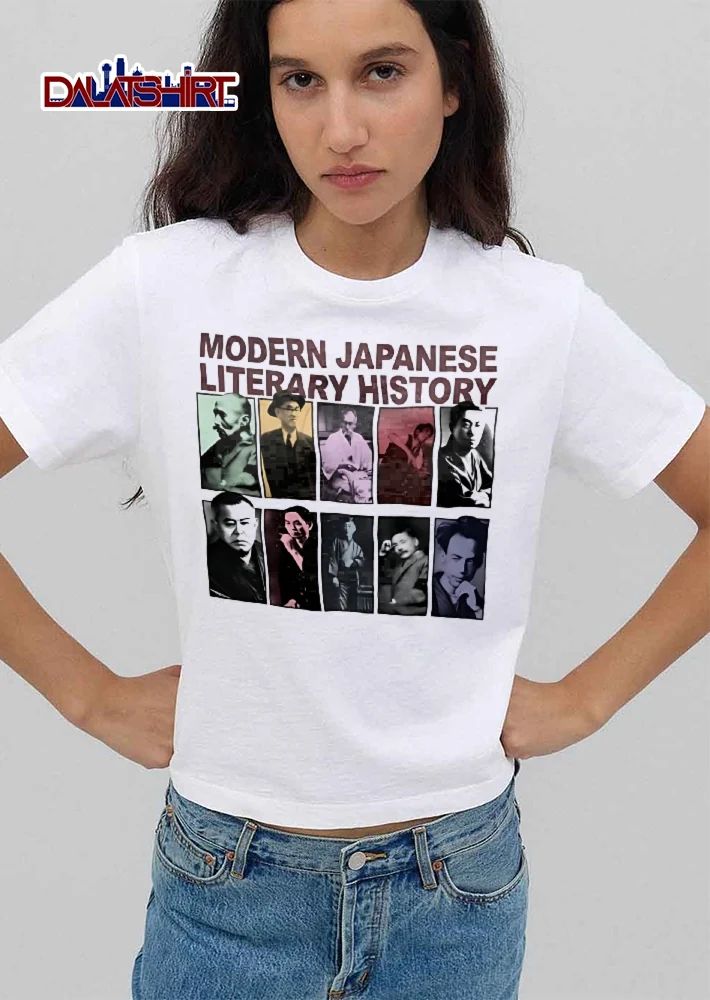 Modern Japanese Literary History Ten Authors Colorized Portrait Panel Grid shirt