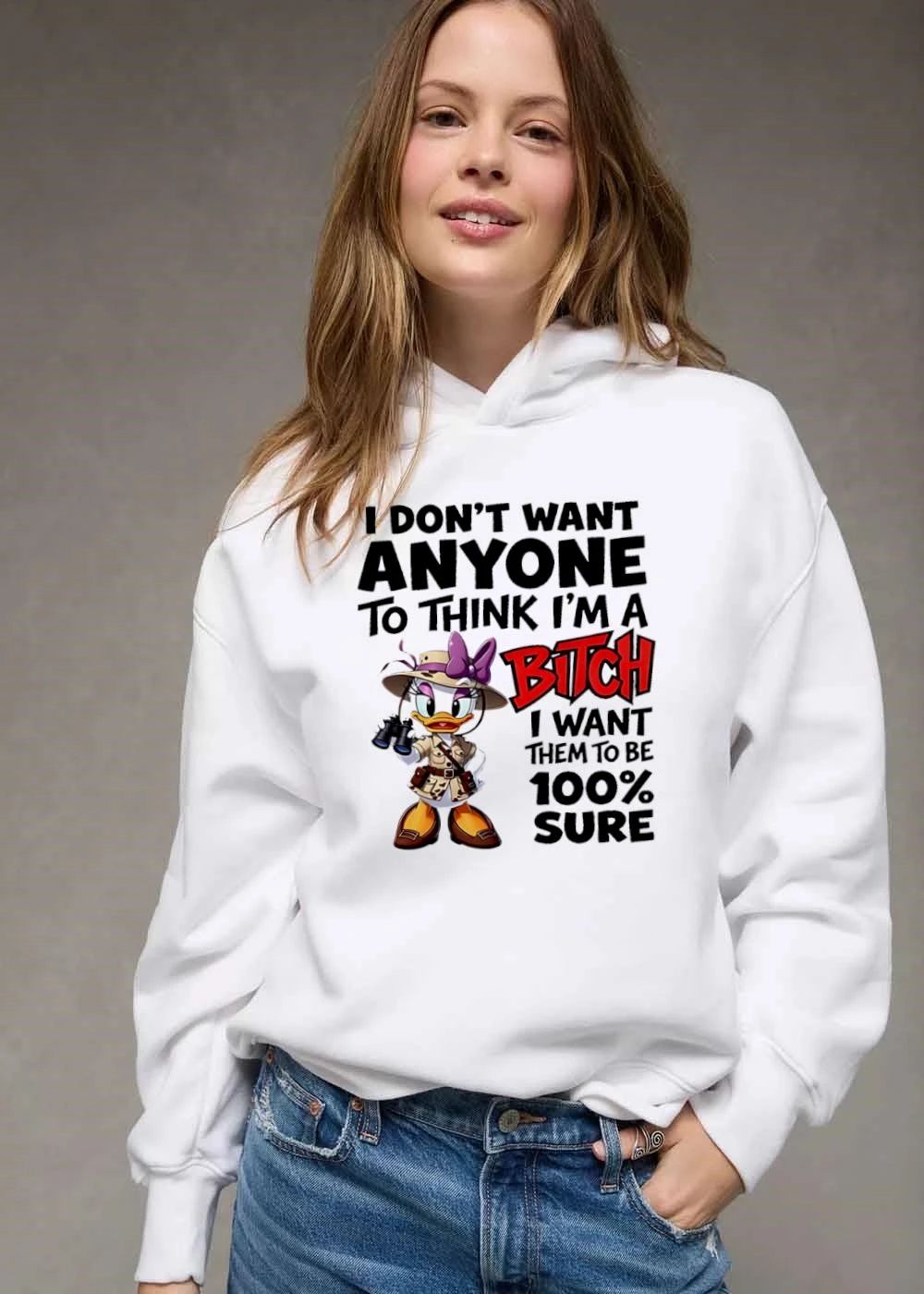 I Dont Want Anyone To Think Im A Bitch Them Be 100 Percent Sure Cartoon Duck Safari Binoculars shirt
