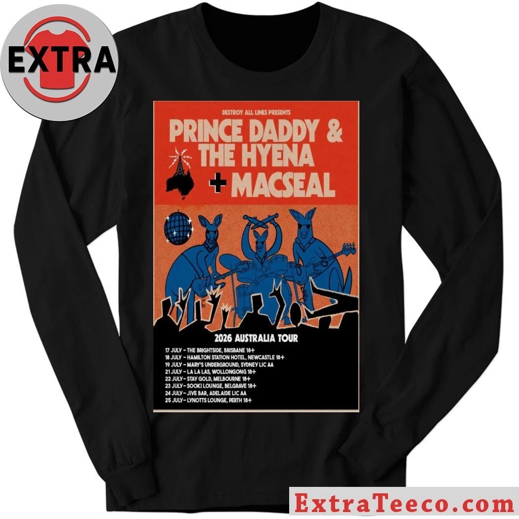 Poster Prince Daddy & The Hyena, Macseal 2026 Australia Tour Shirt