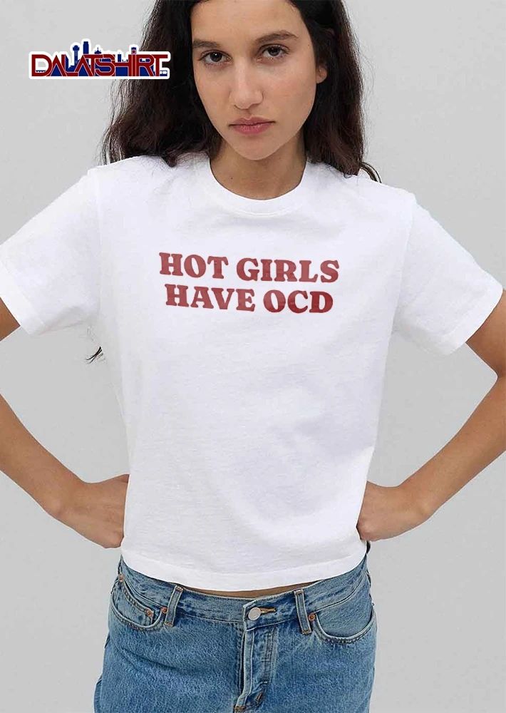 Girls Have Ocd Red Embossed Bold Serif Lettering Typography shirt