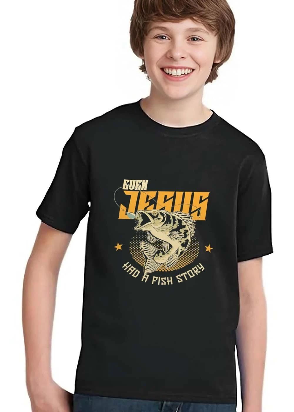 Even Jesus Had A Fish Story Bass Jumping Fishing Hook Halftone Stars shirt
