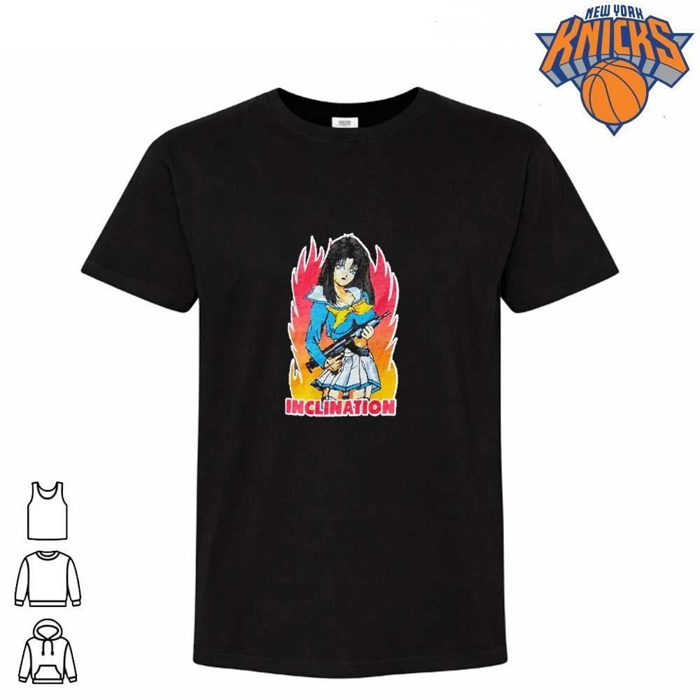 Inclination Anime Girl With Weapon On Fire Graphic Shirt