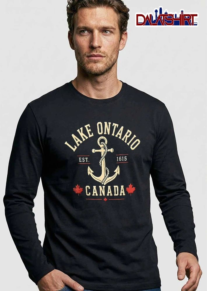 Lake Ontario Est 1615 Canada Vintage Anchor Rope Red Maple Leaves shirt