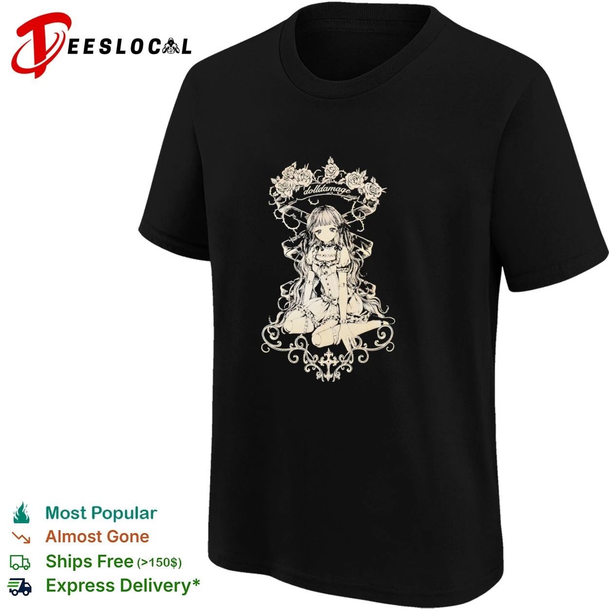 Dolldamage Gothic Lolita Doll with Roses T-shirt