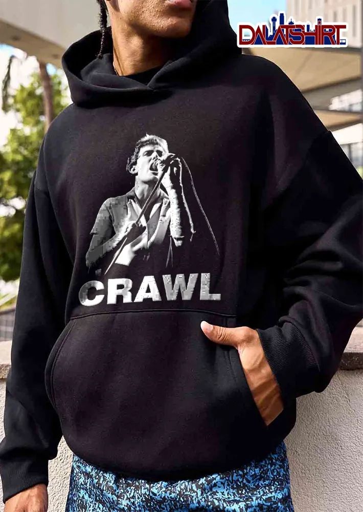 Crawl Black White Male Singer Holding Microphone High Contrast shirt